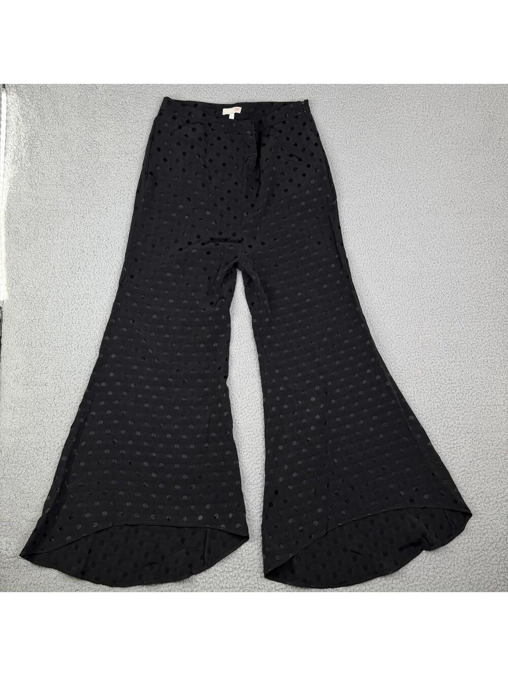 Gianni Bini Black SUPER FLARE Palazzo Polka Dot Pants Women's L (31x27)